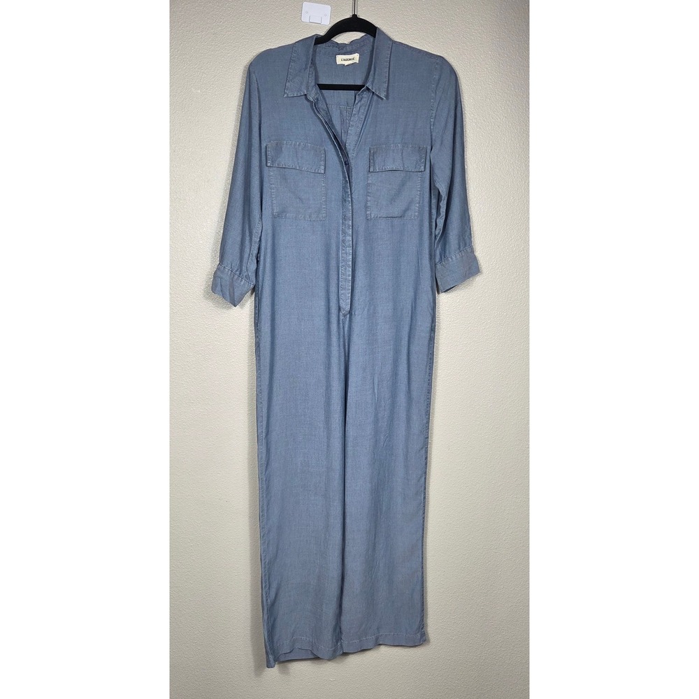 L'AGENCE Delia Lyocell Chambray Jumpsuit Blue Size 4 Utility
